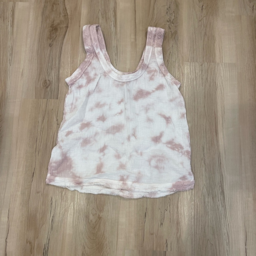 Faherty Pink and White Tie-Dye Tank Top Womens Small
